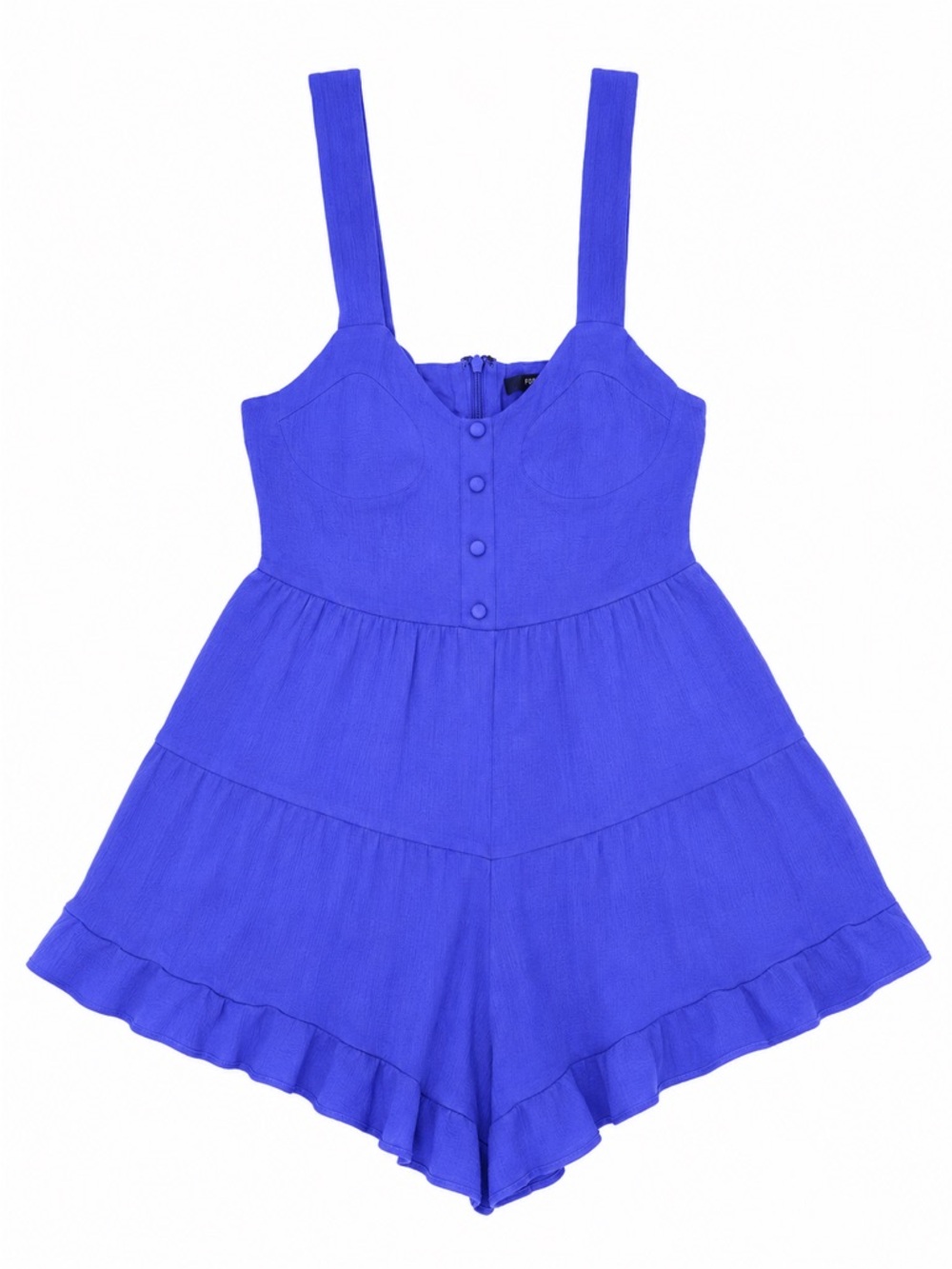 Forever 21 Royal Blue Tiered Romper with Buttons